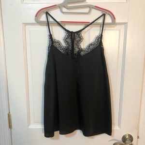 Black Lace Satin Tank Top